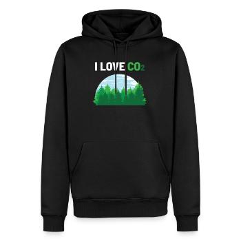 I Love CO2 - Sweat à capuche Premium bio Homme - noir - Devant - Nico (187cm)