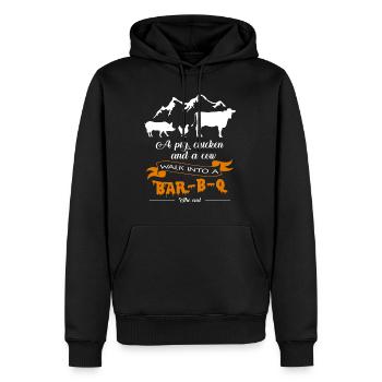 BBQ - Sweat à capuche Premium bio Homme - noir - Devant - Nico (187cm)