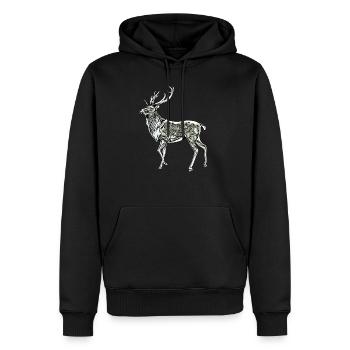 Hirsch - Männer Premium Bio Hoodie - Schwarz - Vorne - Nico (187cm)