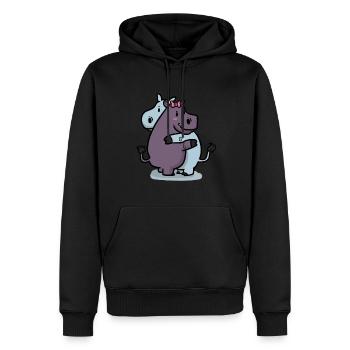 Hippo Lovers Hippo Liebe - Männer Premium Bio Hoodie - Schwarz - Vorne - Nico (187cm)