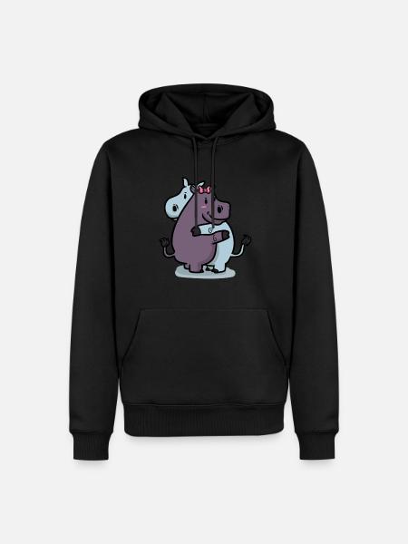 Hippo Lovers Hippo Liebe - Männer Premium Bio Hoodie - Schwarz