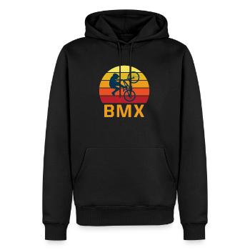 Bmx retro - Männer Premium Bio Hoodie - Schwarz - Vorne - Nico (187cm)