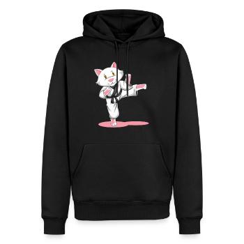 Sport de chat de karaté - Sweat à capuche Premium bio Homme - noir - Devant - Nico (187cm)