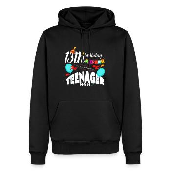 13e anniversaire - Sweat à capuche Premium bio Homme - noir - Devant - Nico (187cm)