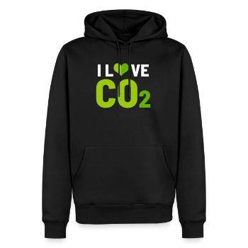 J'aime le CO2 - Sweat à capuche Premium bio Homme - noir - Devant - Nico (187cm)