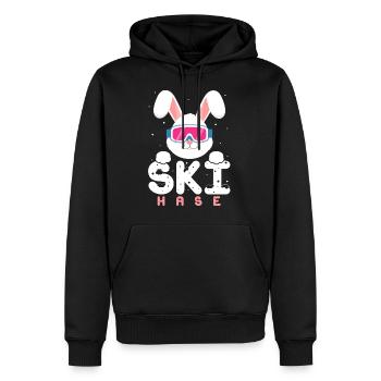 Ski Hase mit Brille,Häschen,Party Apres Ski - Männer Premium Bio Hoodie - Schwarz - Vorne - Nico (187cm)