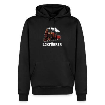 Züge Lokomotivführer - Männer Premium Bio Hoodie - Schwarz - Vorne - Nico (187cm)