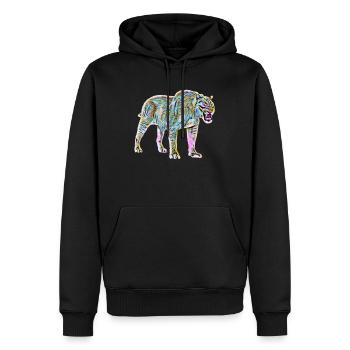 Tigre à dents de sabre - Sweat à capuche Premium bio Homme - noir - Devant - Nico (187cm)