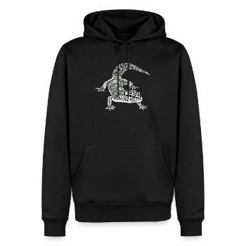 Gecko - Männer Premium Bio Hoodie - Schwarz - Vorne - Nico (187cm)