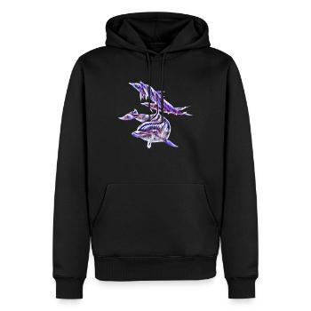 Delfine - Männer Premium Bio Hoodie - Schwarz - Vorne - Nico (187cm)