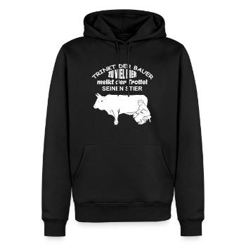 Melken | Bier | Traktor fahren | Landwirt - Männer Premium Bio Hoodie - Schwarz - Vorne - Nico (187cm)