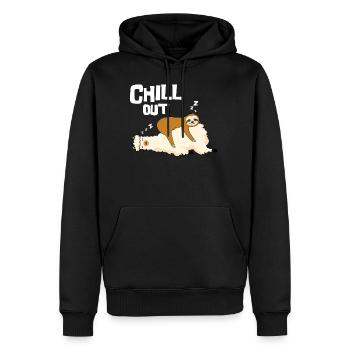 Détendez-vous, la paresse dort sur Lama, Gengh - Sweat à capuche Premium bio Homme - noir - Devant - Nico (187cm)