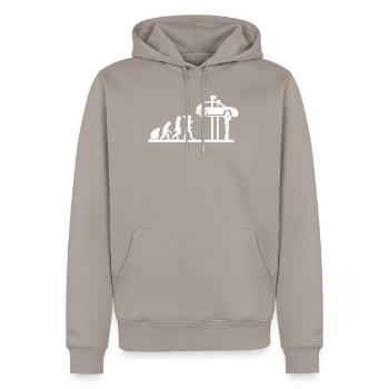 Mechanical development - Men’s Premium Organic Hoodie - taupe - Front - Nico (187cm)