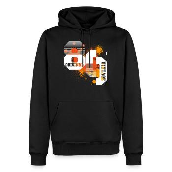 année 80 - Sweat à capuche Premium bio Homme - noir - Devant - Nico (187cm)