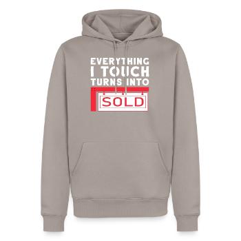 Real estate agent house flat for sale apartment - Men’s Premium Organic Hoodie - taupe - Front - Nico (187cm)