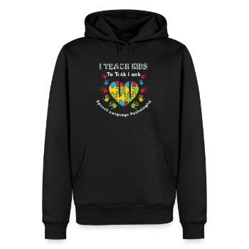 I Teach Kids To Talk Back Speech Therapist Speech Therapy - Men’s Premium Organic Hoodie - black - Front - Nico (187cm)