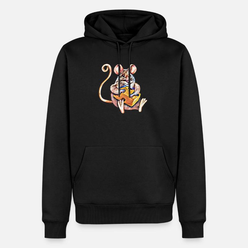 La souris - Sweat à capuche Premium bio Homme - noir