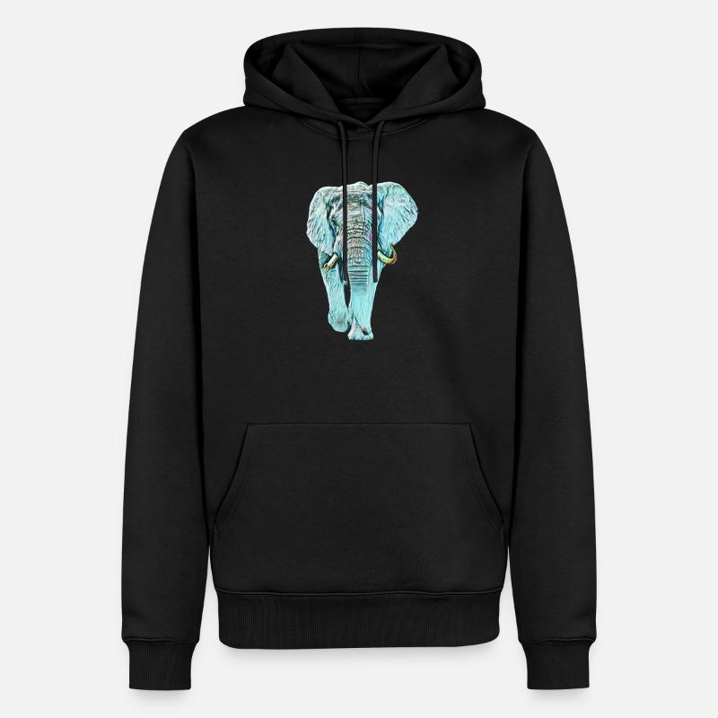 Éléphant - Sweat à capuche Premium bio Homme - noir