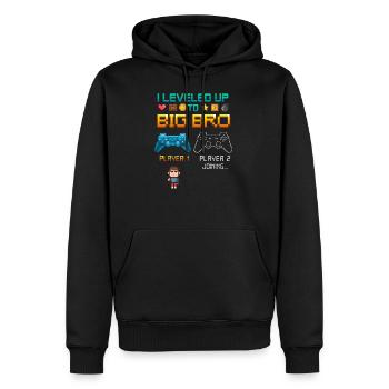 Grand frère petit frère progéniture enceinte - Sweat à capuche Premium bio Homme - noir - Devant - Nico (187cm)