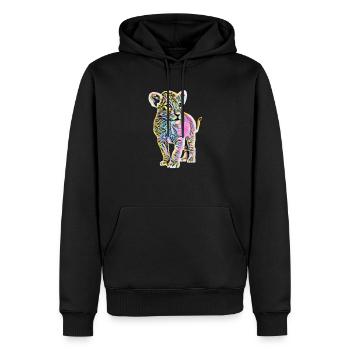 Lion - Sweat à capuche Premium bio Homme - noir - Devant - Nico (187cm)