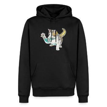 Chat - Sweat à capuche Premium bio Homme - noir - Devant - Nico (187cm)