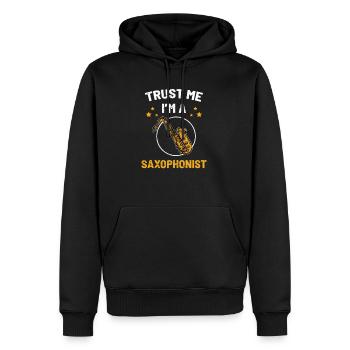 Saxophoniste et saxophoniste - Sweat à capuche Premium bio Homme - noir - Devant - Nico (187cm)