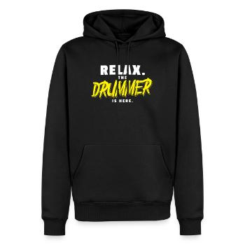 Détendez-vous le batteur est ici T-shirt batteur - Sweat à capuche Premium bio Homme - noir - Devant - Nico (187cm)