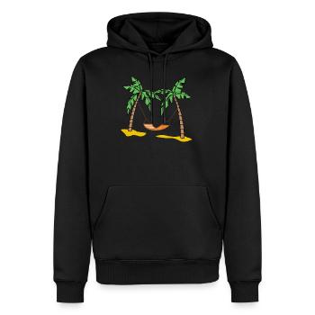 Palm trees sun beach vacation summer gift - Men’s Premium Organic Hoodie - black - Front - Nico (187cm)