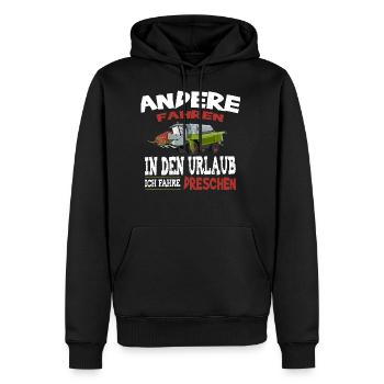 Mähdrescher Maehdrescher Landwirt Bauer - Männer Premium Bio Hoodie - Schwarz - Vorne - Nico (187cm)