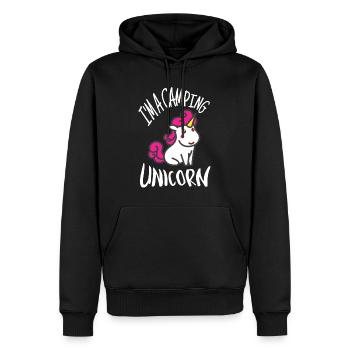 Je suis un cadeau pour enfants de campeur licorne - Sweat à capuche Premium bio Homme - noir - Devant - Nico (187cm)