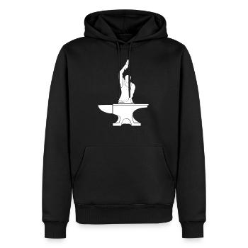 Cadeau forgeron marteau enclume fer métal - Sweat à capuche Premium bio Homme - noir - Devant - Nico (187cm)