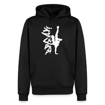 break dance - Sweat à capuche Premium bio Homme - noir - Devant - Nico (187cm)