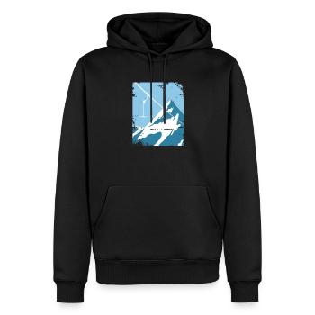 Skilift vor Bergpanorama - Männer Premium Bio Hoodie - Schwarz - Vorne - Nico (187cm)