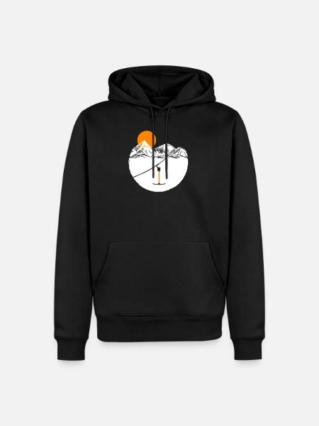 Winter Paradies Berge Skilift Schlepplift Sonne - Männer Premium Bio Hoodie - Schwarz