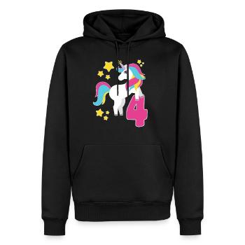 4e anniversaire Licorne Je suis Déjà 4 Cadeau - Sweat à capuche Premium bio Homme - noir - Devant - Nico (187cm)