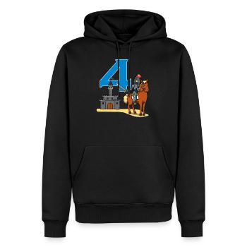 4ème anniversaire guerrier de château chevalier médiéval - Sweat à capuche Premium bio Homme - noir - Devant - Nico (187cm)