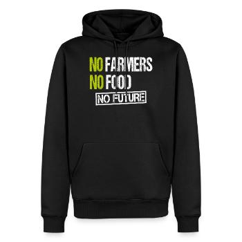 Démonstration d'agriculteurs Pas d'agriculteurs Pas de nourriture Pas d'avenir - Sweat à capuche Premium bio Homme - noir - Devant - Nico (187cm)