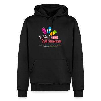 technicien ongles - Sweat à capuche Premium bio Homme - noir - Devant - Nico (187cm)