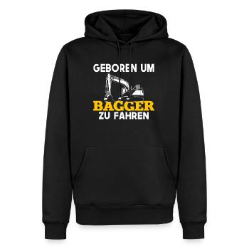 Baggerfahrer Sprüche Bagger Baggerführer Baustelle - Männer Premium Bio Hoodie - Schwarz - Vorne - Nico (187cm)
