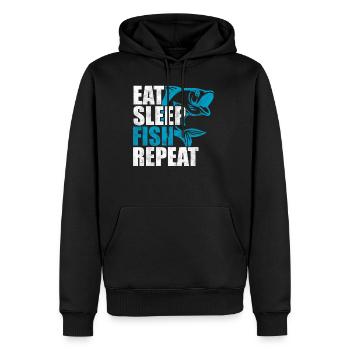 Eat sleep fish repetition - Men’s Premium Organic Hoodie - black - Front - Nico (187cm)