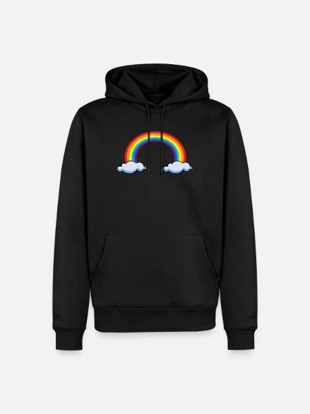 Arc-en-ciel avec nuages | arc en ciel - Sweat à capuche Premium bio Homme - noir