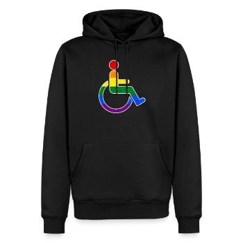 Lustiges Schwuler Rollstuhlfahrer Regenbogen Shirt - Männer Premium Bio Hoodie - Schwarz - Vorne - Nico (187cm)