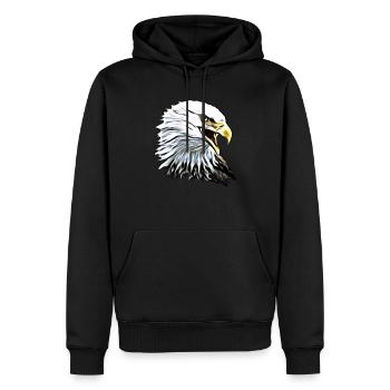 Adler - Männer Premium Bio Hoodie - Schwarz - Vorne - Nico (187cm)