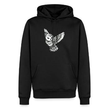 Chouette - Sweat à capuche Premium bio Homme - noir - Devant - Nico (187cm)