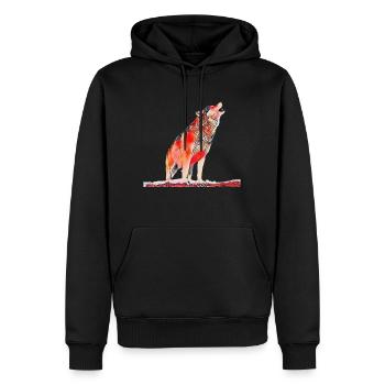 Loup - Sweat à capuche Premium bio Homme - noir - Devant - Nico (187cm)