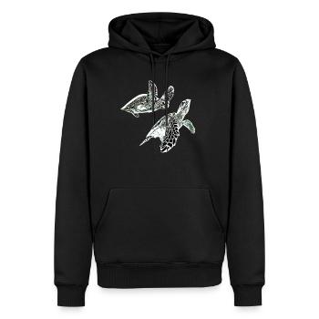 Tortues marines - Sweat à capuche Premium bio Homme - noir - Devant - Nico (187cm)