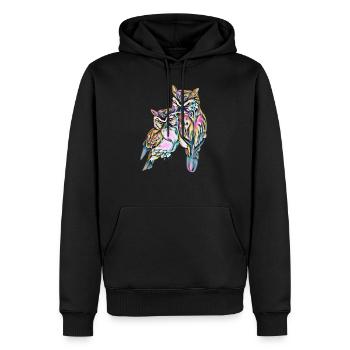 hiboux - Sweat à capuche Premium bio Homme - noir - Devant - Nico (187cm)