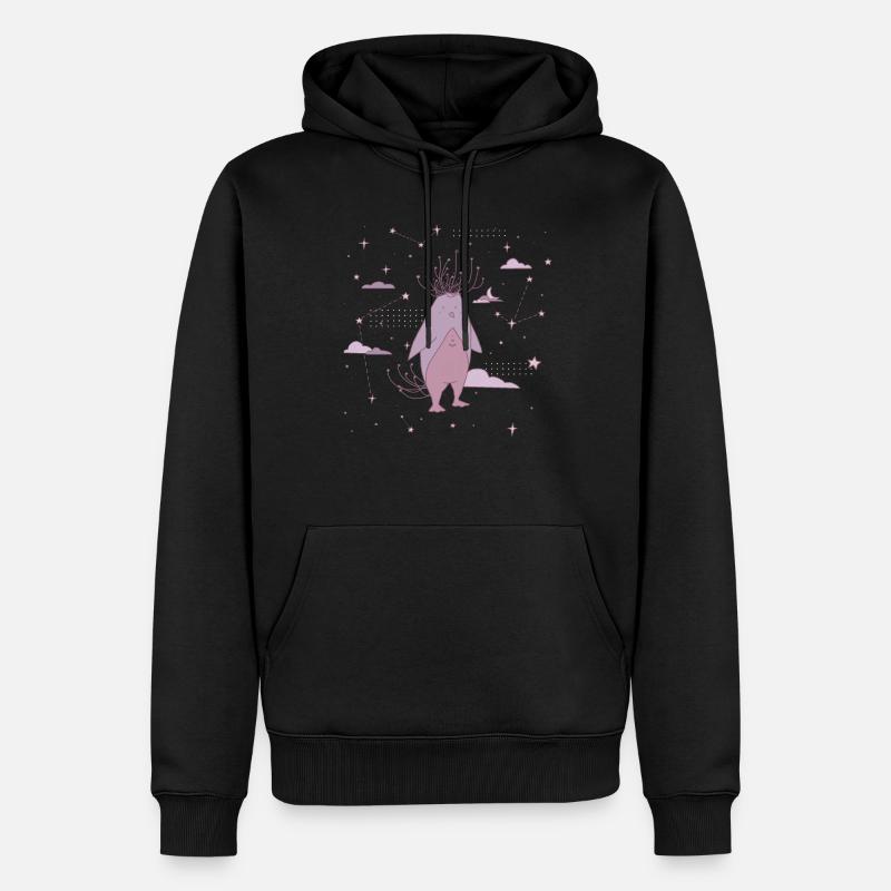 Pingouin violet entre les étoiles - Sweat à capuche Premium bio Homme - noir