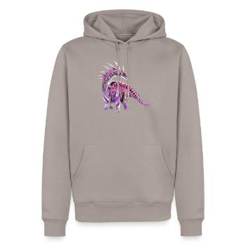 dinosaure - Sweat à capuche Premium bio Homme - taupe - Devant - Nico (187cm)