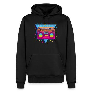 80er party - Männer Premium Bio Hoodie - Schwarz - Vorne - Nico (187cm)